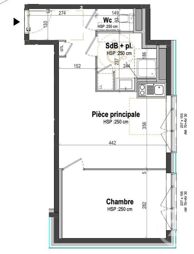 Afficher la photo en grand Appartement T2 à vendre - 2 pièces - 39.35 m2 - RENNES - 35 - BRETAGNE - Century 21 Dréano Immobilier