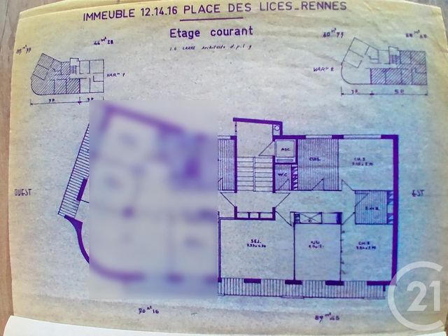 Appartement T4 à vendre - 4 pièces - 59.58 m2 - RENNES - 35 - BRETAGNE - Century 21 Dréano Immobilier